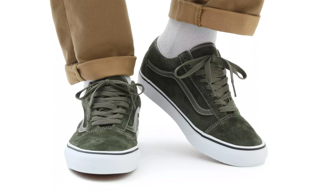 Vans UA Old Skool (Pig Suede) Olive Vert / Green 5 Vans UA Old Skool (Pig Suede) Olive Vert / Green – Image 5