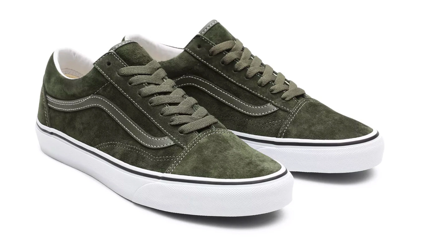 Vans UA Old Skool (Pig Suede) Olive Vert / Green 2 Vans UA Old Skool (Pig Suede) Olive Vert / Green – Image 2